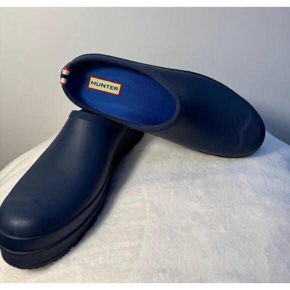 Hunter Shoes - Hunter Navy Blue Rain Clog Platform Mule Rain shoe Size 10 Garden clog